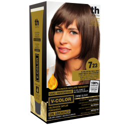 Tinte para el cabello V- Color no.7.23 (Rubio medio perla) - kit de casa+champú y mascarilla gratis TH Pharma
