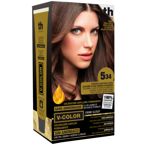 Tinte para el cabello V- Color no. 5.34 (castaňo claro dorado acobrado)) TH Pharma