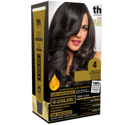 Tinte para el cabello V- Color no. 4 (castaňo medio) - kit de casa+champú y mascarilla gratis