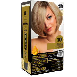 Tinte para el cabello V- Color no.10 (rubio platino) - kit de casa+champú y mascarilla gratis TH Pharma
