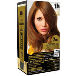 Tinte para el cabello V- Color no.7.03 (rubio medio natur) - kit de casa+champú y mascarilla gratis TH Pharma