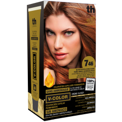 Tinte para el cabello V- Color no.7.46 (rubio medio aco...) - kit de casa+champú y mascarilla gratis TH Pharma