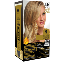 Tinte para el cabello V- Color no.9 (rubio muy claro) - kit de casa+champú y mascarilla gratis TH Pharma