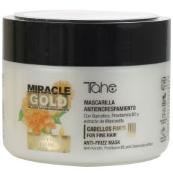 Mascarilla antiencrespamiento cabellos finos Miracle Gold (300 ml) Tahe